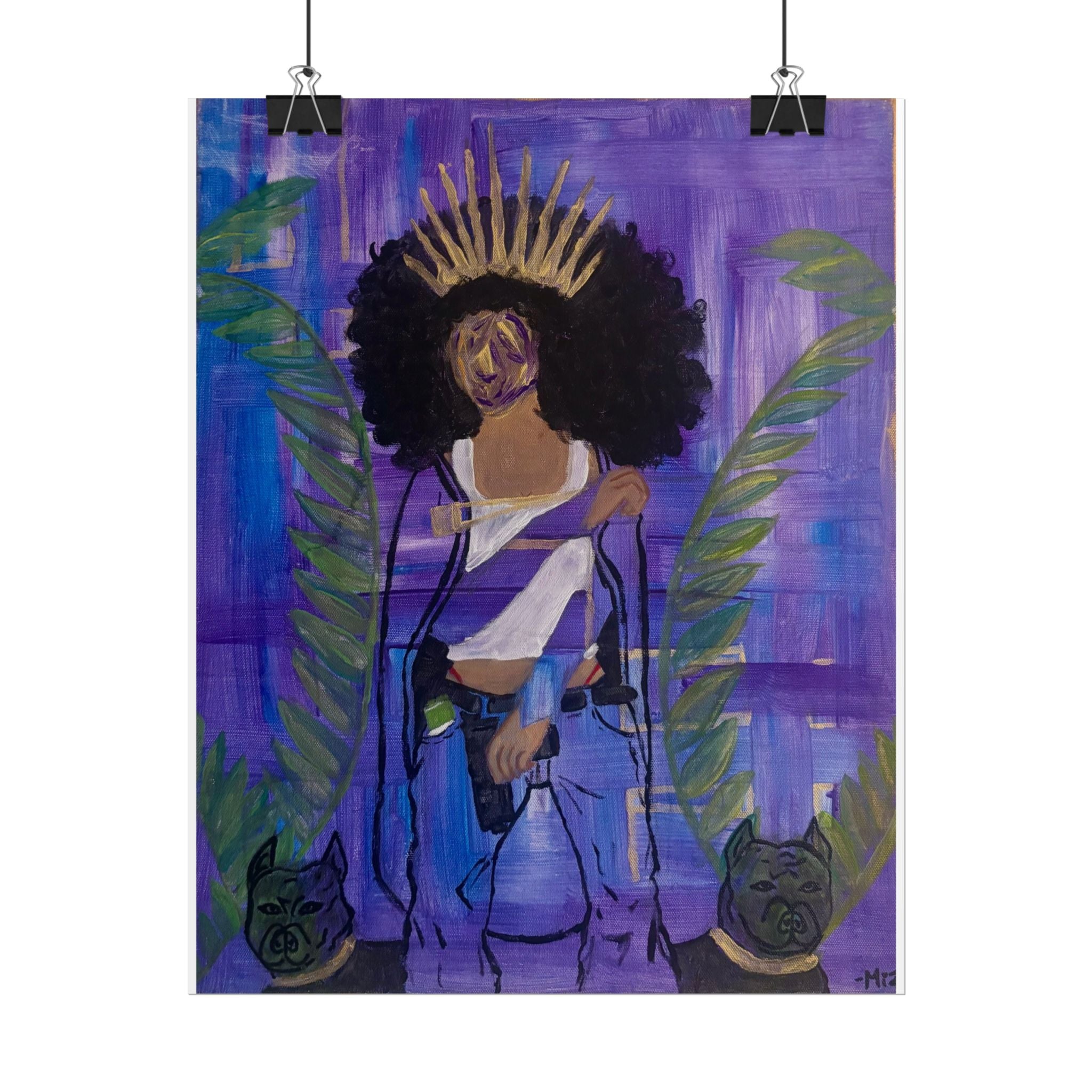 Rolled Poster — Afro Goddess Art Print (Purple, Crowned Woman)