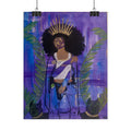 Rolled Poster — Afro Goddess Art Print (Purple, Crowned Woman)