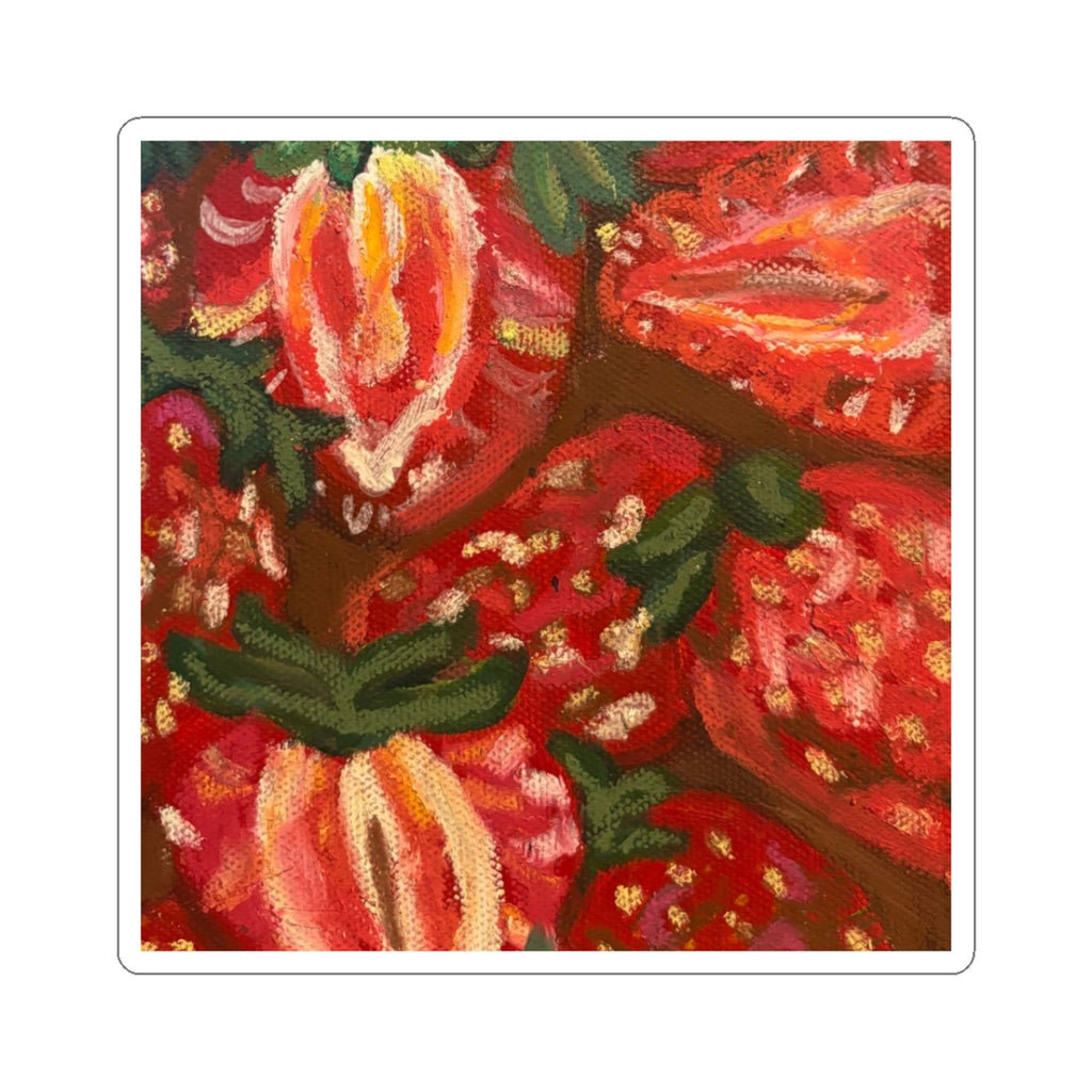 Strawberry Pattern Kiss-Cut Sticker — Vibrant Botanical Fruit Art Decal