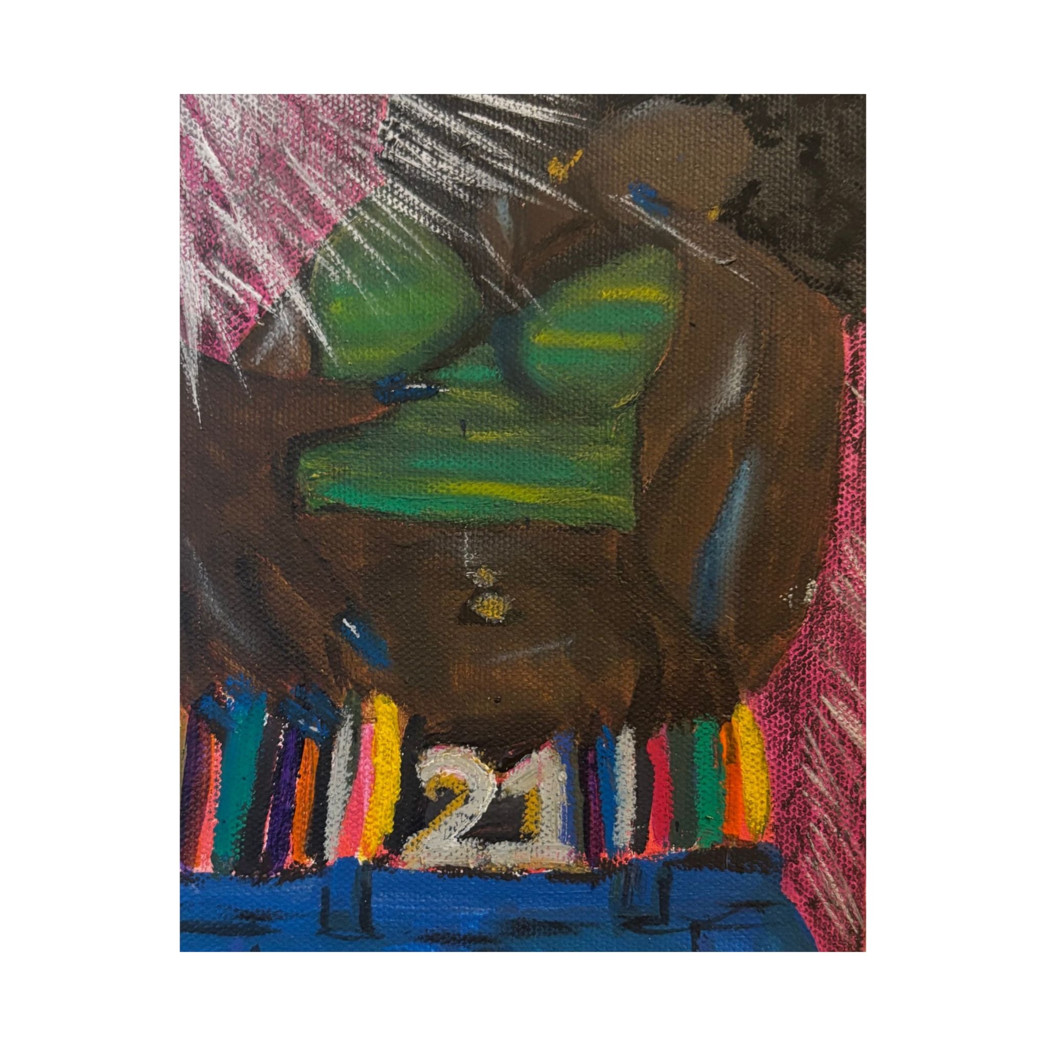 Matte Vertical Poster — Colorful Abstract '21' Figure Art