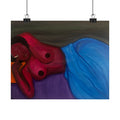 Reclining Figure Art Poster — Colorful Abstract Female Nude Matte Horizontal Print