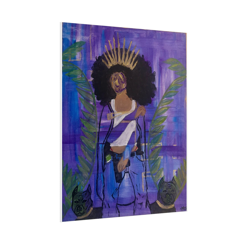 Rolled Poster — Afro Goddess Art Print (Purple, Crowned Woman)