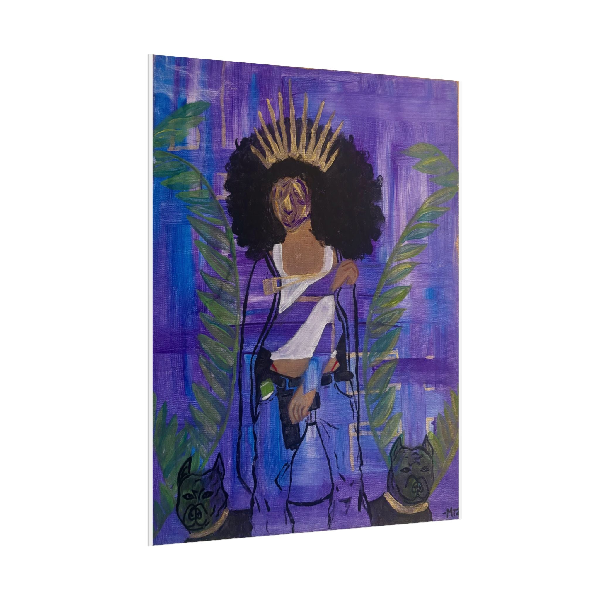 Rolled Poster — Afro Goddess Art Print (Purple, Crowned Woman)