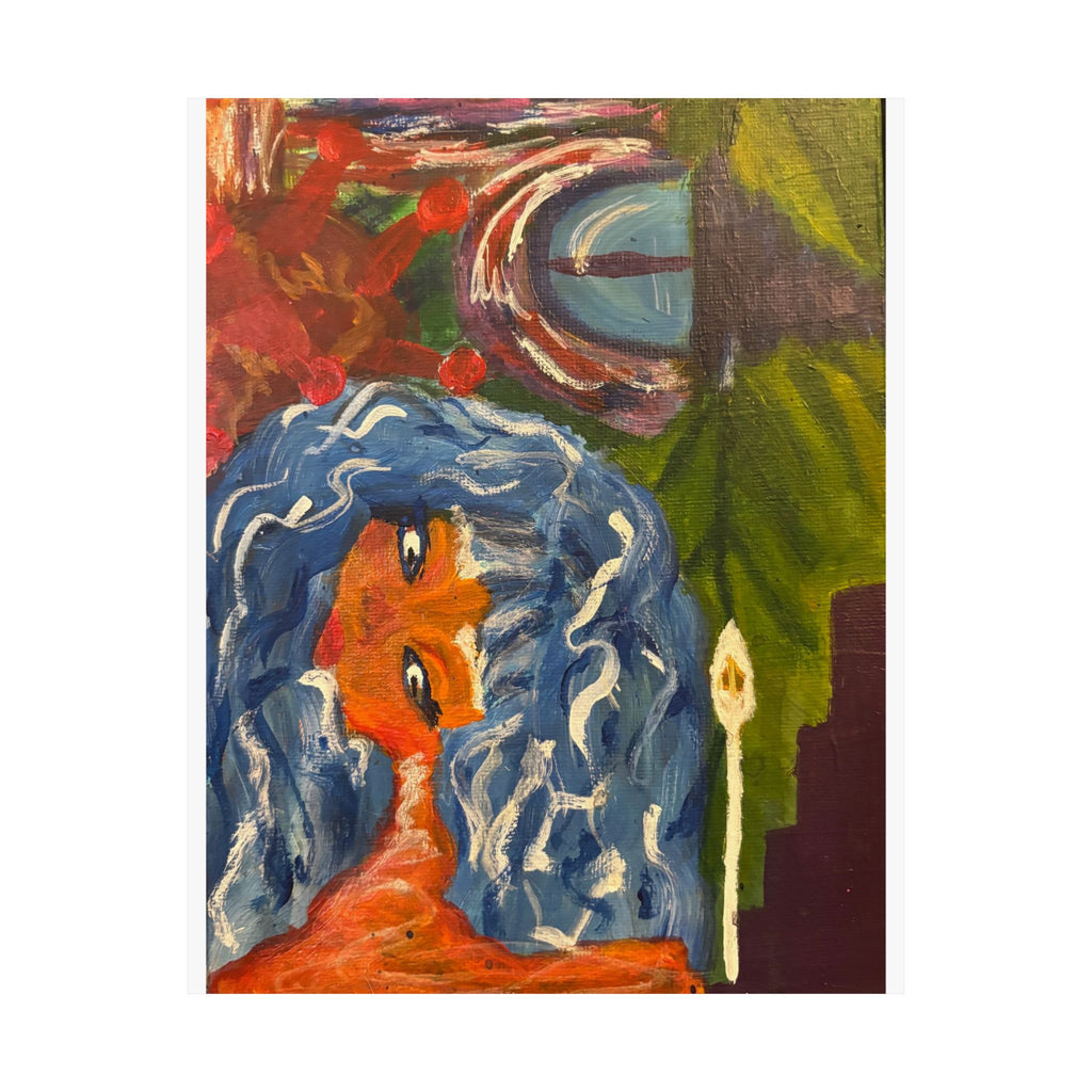 Abstract Surreal Portrait Matte Vertical Poster — Colorful Dreamscape Wall Art