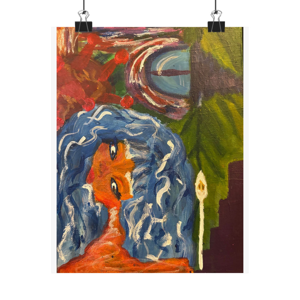 Abstract Surreal Portrait Matte Vertical Poster — Colorful Dreamscape Wall Art