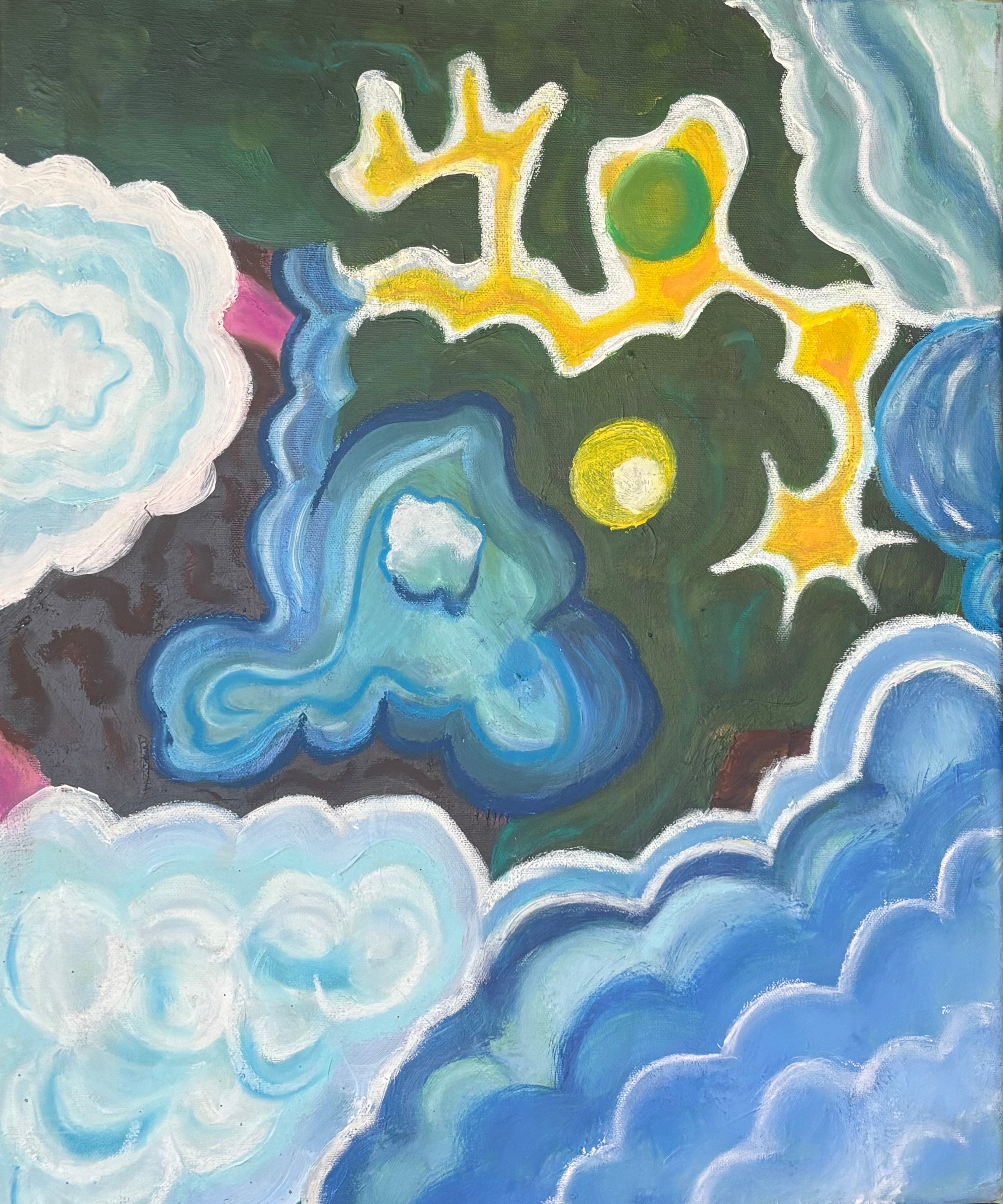 Abstract artwork with swirling colors and patterns