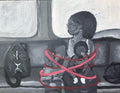 mom and her two kids riding the bus